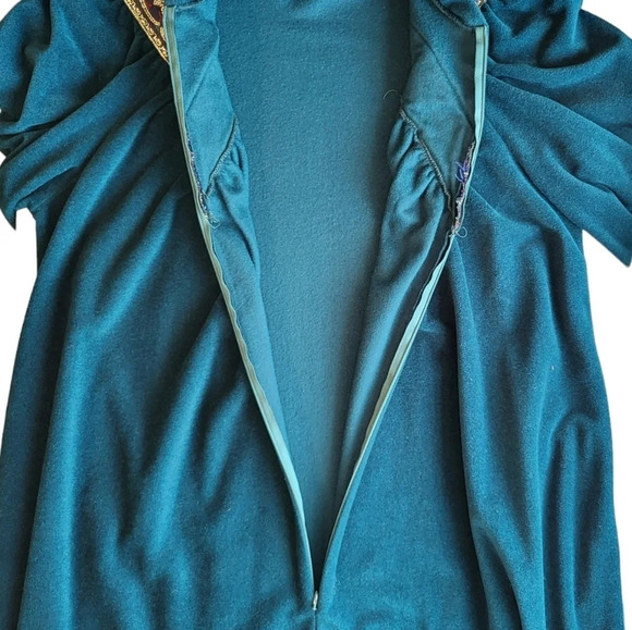 Vintage Vanity Fair Emerald Green Velvet Whimsigoth Robe Nightgown Ren Fair - Picture 8 of 14
